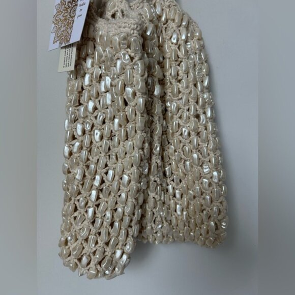 Viral Mother of Pearl made in India Cream Beaded Tote Bag - Picture 4 of 4